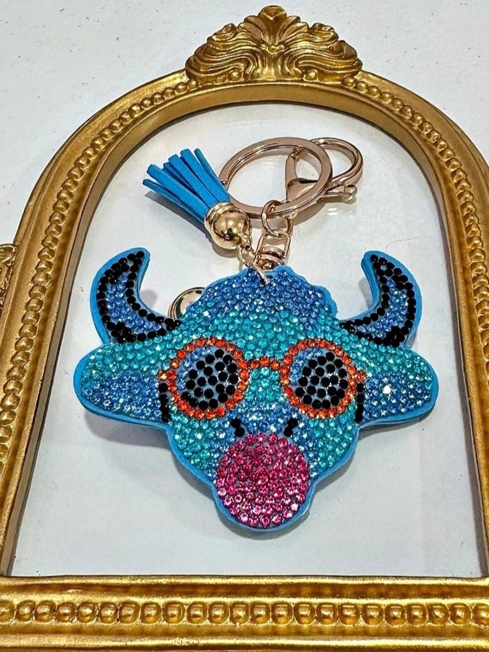 New Dopamine  Bull Keychain Blue & Pink